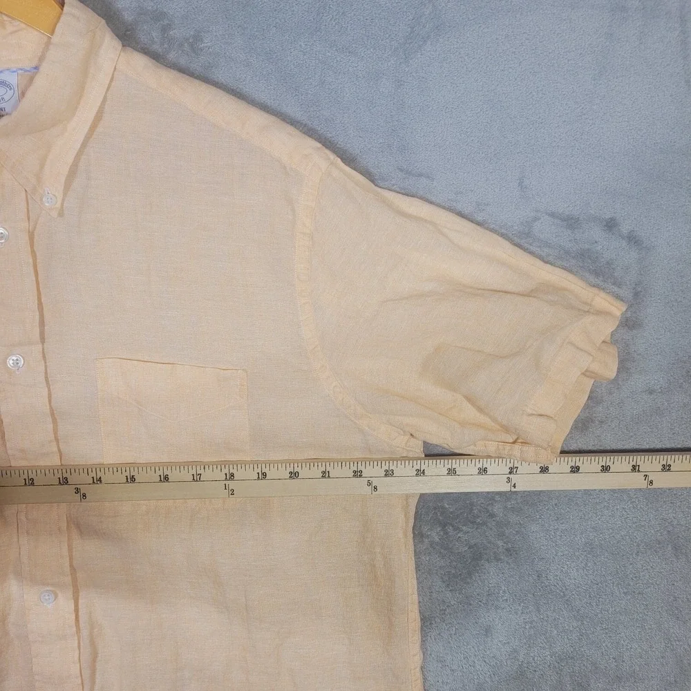 Brooks Brothers Shirt Mens XL Peach 100% Irish Linen Baird McNutt Regent SS
